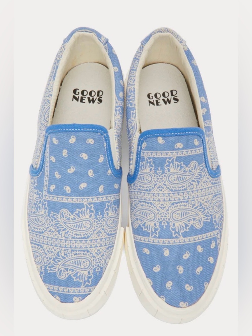 NIB [Good News] Paisley Yess Blue/White Slip-On Sneakers Women’s EU 38 / US 8 - Picture 5 of 15